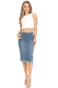 Scalloped Vintage Denim Skirt 227