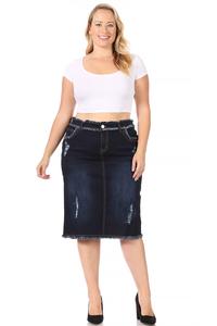 Freida Frayed Dark Indigo Denim Skirt