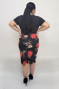 Plus Amanda Floral Pencil Skirt