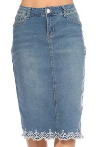 Scalloped Vintage Denim Skirt 227