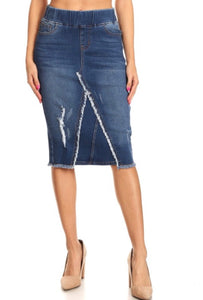 Callie Frayed Denim Skirt