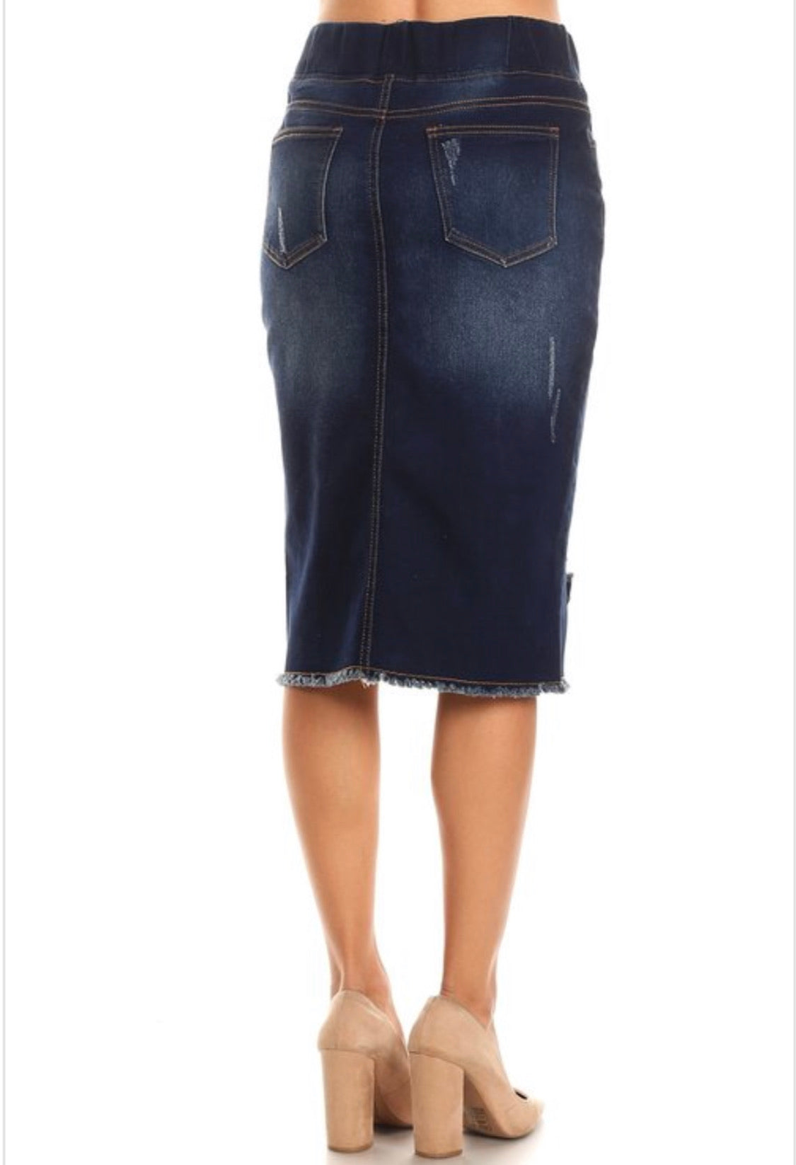 Callie Frayed Denim Skirt