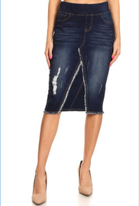 Callie Frayed Denim Skirt