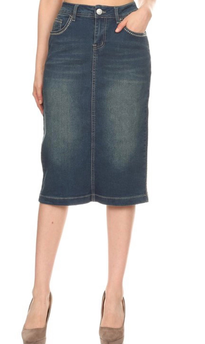 Erin Denim Skirt 410 – Be Modest Boutique