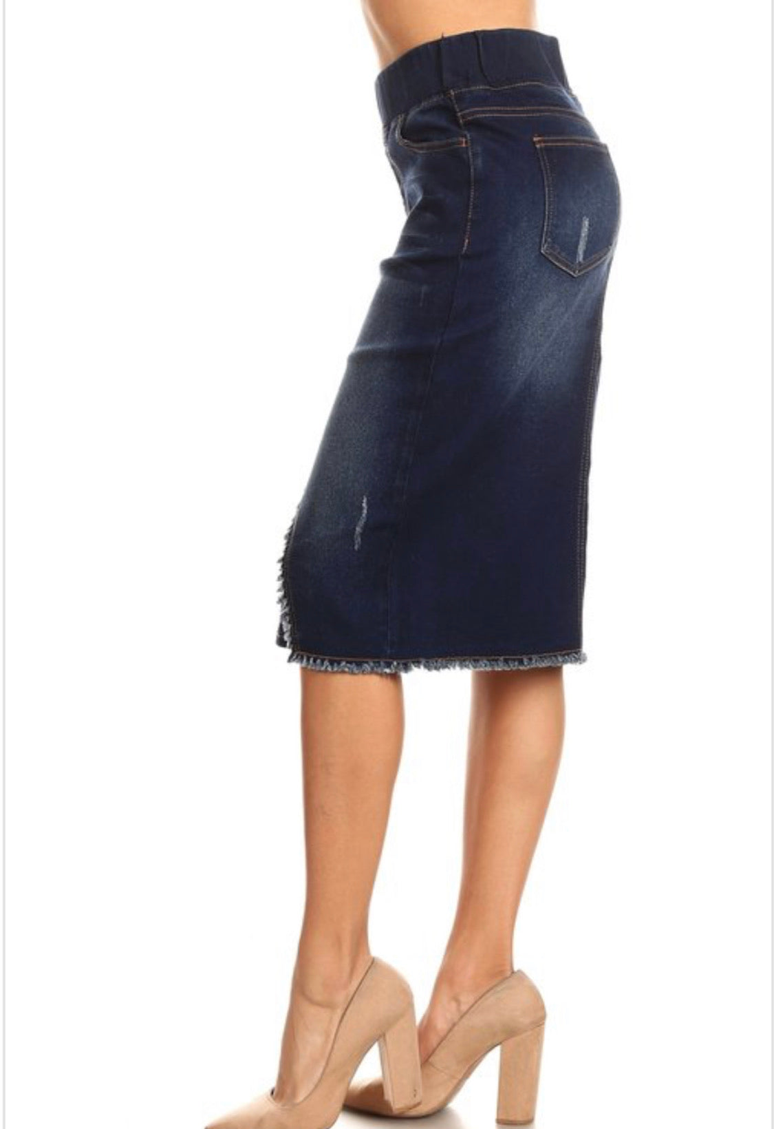 Callie Frayed Denim Skirt